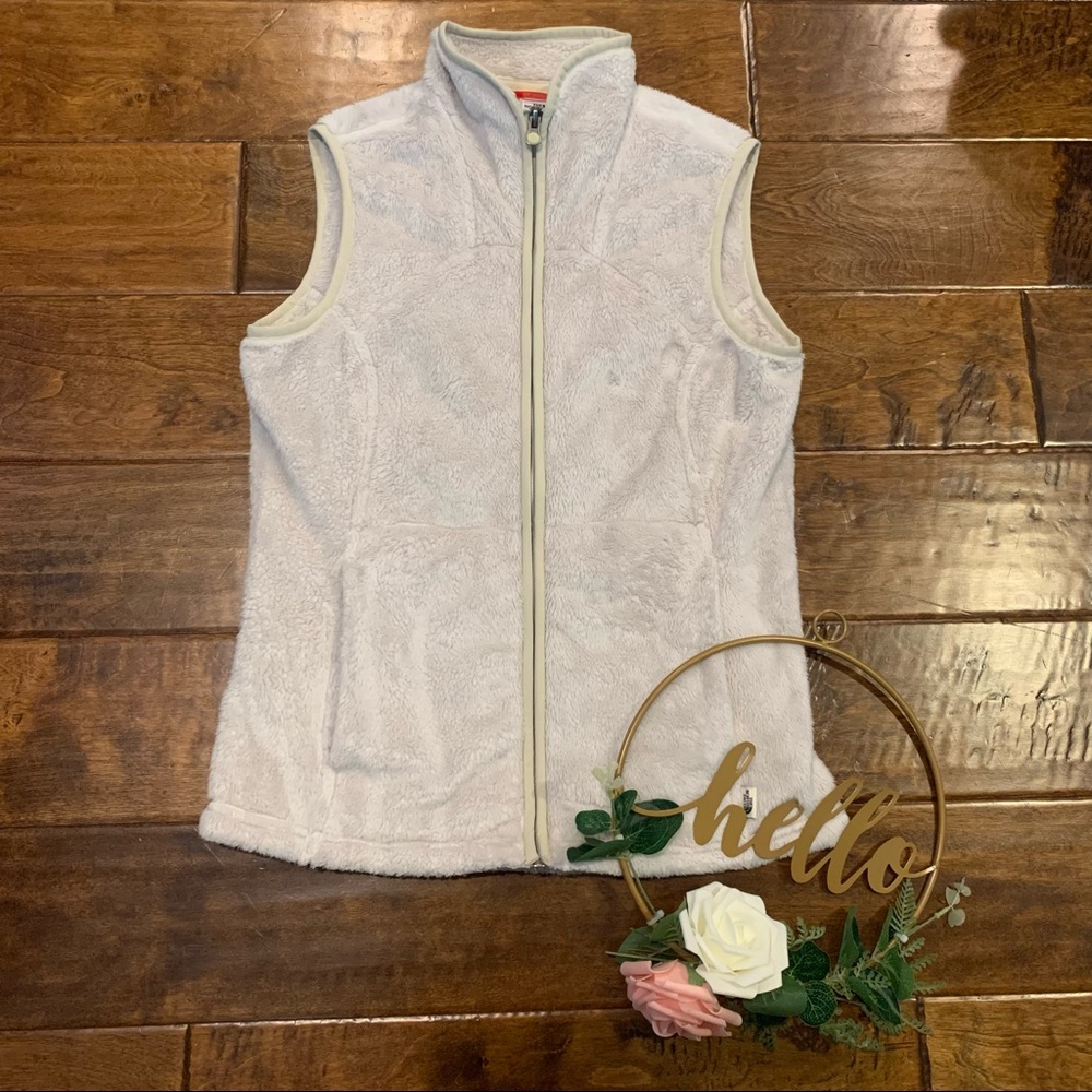 The North Face Women’s Vest Furry Fleece Full Zip vest Size Small ivory